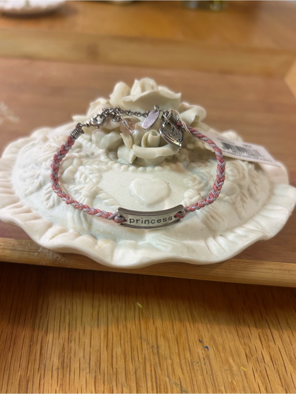 NWT Princess Braided Charm Bracelet Pink
